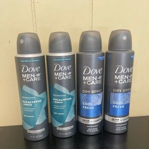4pk- 3.8oz Men's Dove Dry Sprays antiperspirant